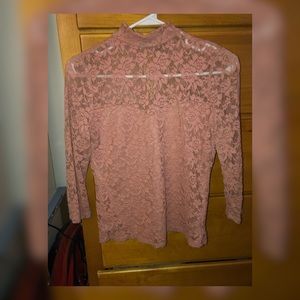 Pink Lace Turtle Neck